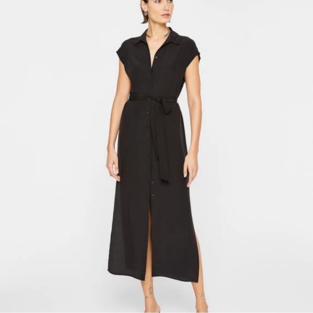 NWOT Club Monaco black silk shirt dress